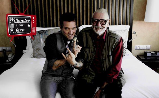 ARTE-Sendung Hotel Bela - George Romero. Bela B. (li.) und Regisseur George Romero (re.) in Romeros Hotelzimmer. © Claudi...