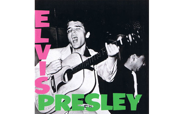 Elvis war der erste, der seinem Debütalbum diesen rosa-grünen Schriftzug verpassen lies...
