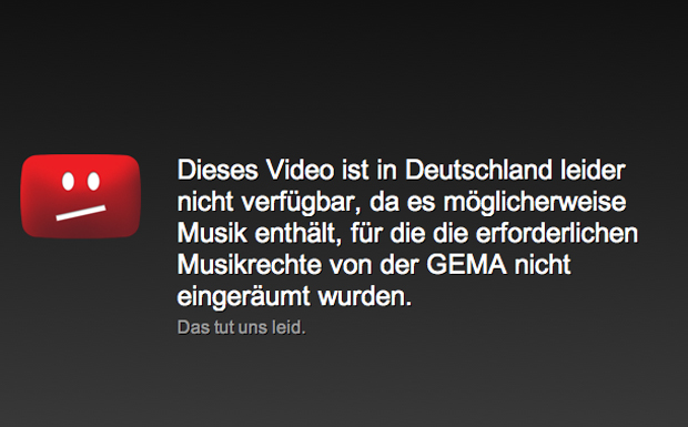 Sperrung von Musikvideos bei YouTube