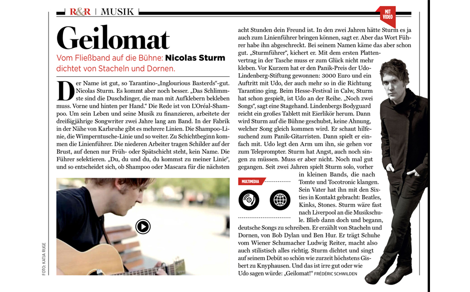 Unsere Rolling Stone Sessions gehören mittlerweile zum geschätzten Standard in der App. Hier waren wir mit Nicolas Sturm...