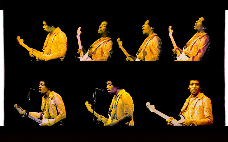 Jimi Hendrix at Fillmore East, December 31, 1969.