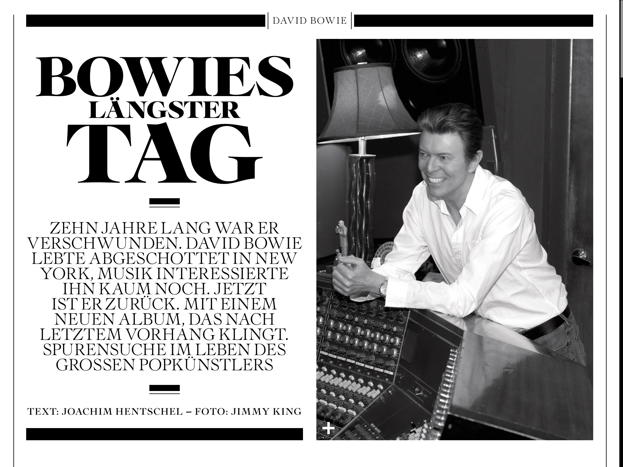 David Bowie: Alles über sein Verschwinden, seine Rückkehr und sein neues Album "The Next Day".