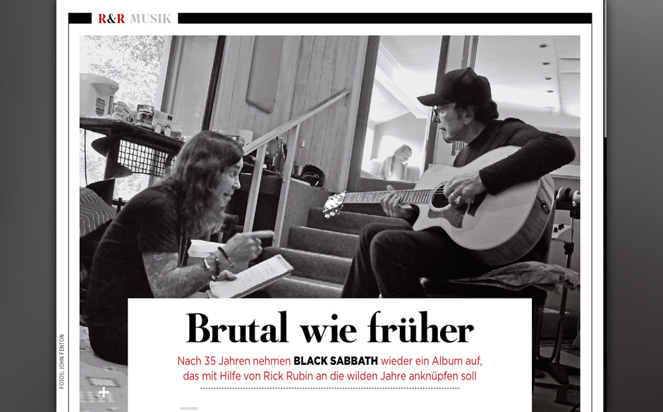 Black Sabbath feiern ein Comeback und proben auf dem Fußboden.