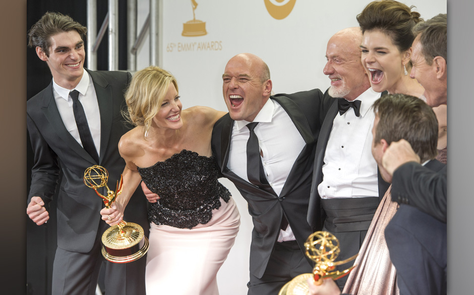 Sept. 22, 2013 - Los Angeles, California, U.S - The cast of Breaking Bad celebrates in the Press Room after winning Outsta...