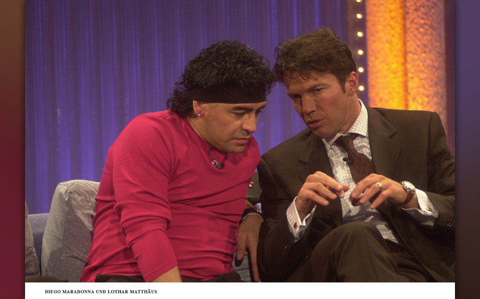 Diego Maradona, Lothar Matthäus,;(v.l.n.r.), ZDF-Show 'Wetten, d