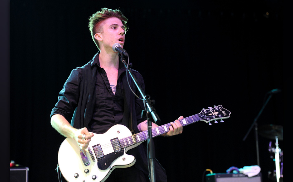 Musician Benjamin Curtis of School of Seven Bells performs on stage during Bonnaroo 2011 at That Tent on June 9, 2011 in M...