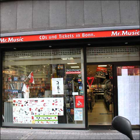 Unsere Plattenladenempfehlung der Woche ist der Mr. Music in der Maximilianstraße 24 in
53111 Bonn