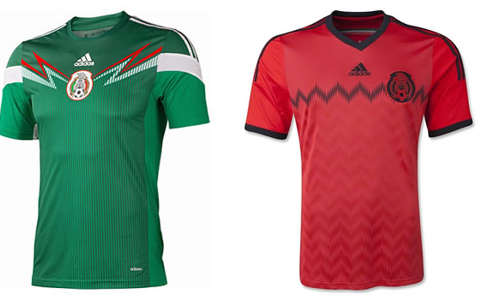 27. Schwierig: Wären die Ärmel grün geblieben oder die Zacken weitergeführt worden, wäre das mexikanische Trikot mit ...