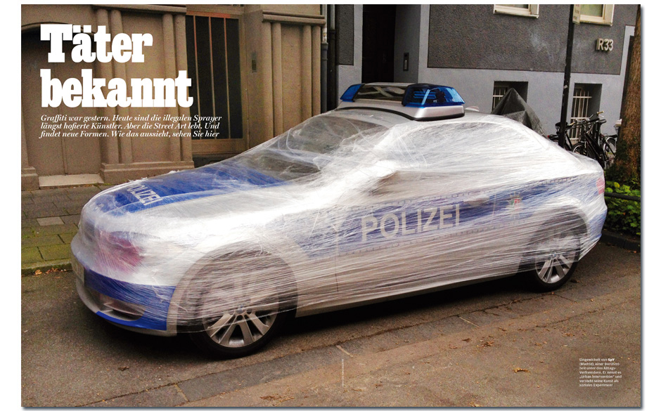 Street Art: Graffiti war gestern
Sie wickeln Polizeiautos in Frischhaltefolie, kleben Kacheln auf Hauswände und werden vo...