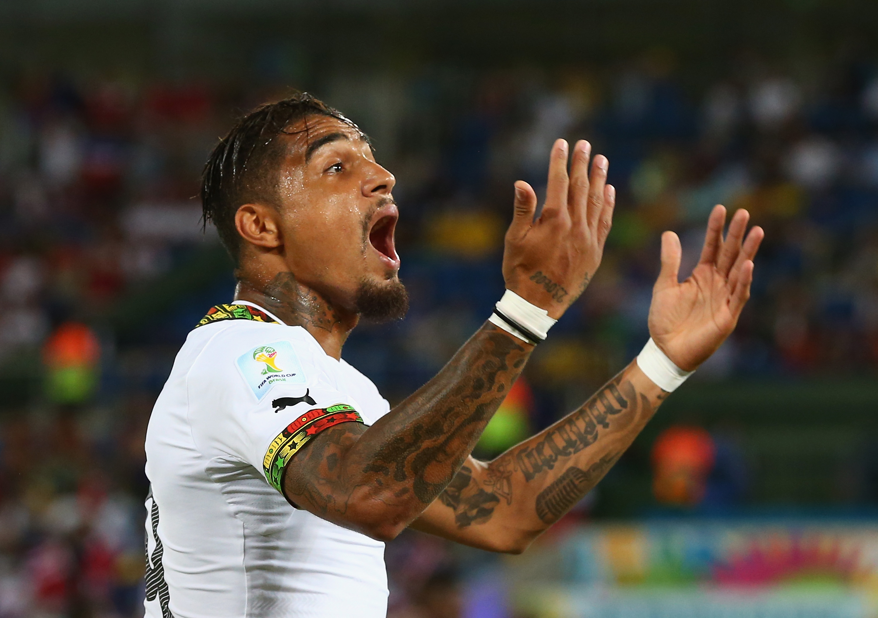 NATAL, BRAZIL - JUNE 16:  Kevin-Prince Boateng of Ghana reacts during the 2014 FIFA World Cup Brazil Group G match between...