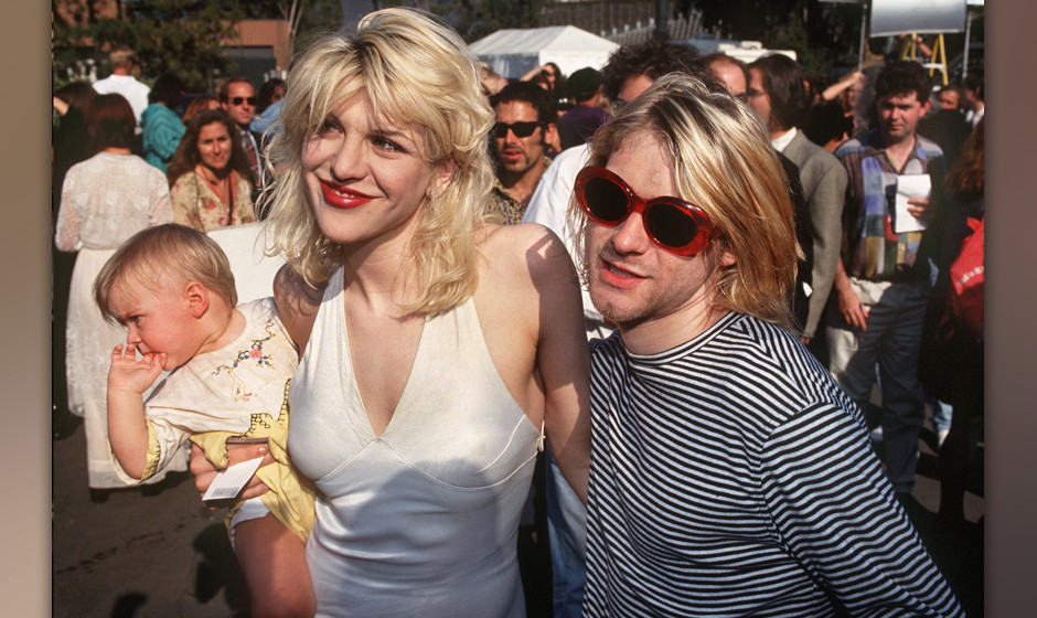 Der S‰nger der US-amerikanischen Kult-Rockband 'Nirvana', Kurt Cobain, und seine Frau Courtney Love sind mit Tˆchterchen L