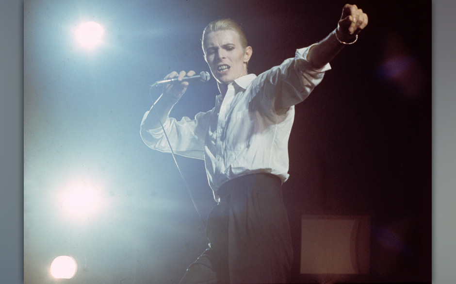 David Bowie performs on stage at Ahoy on the Thin White Duke tour on 13th May 1976 in Rotterdam, Netherlands. (Photo Gijsb...
