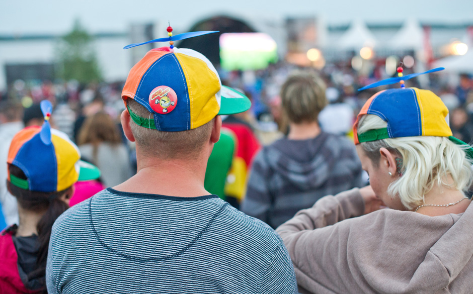 Festivalbesucher verfolgen am 13.07.2014 auf dem Gel‰nde des Hip-Hop Festival "Splash" in Gr‰fenhainichen (Sachsen-Anh...