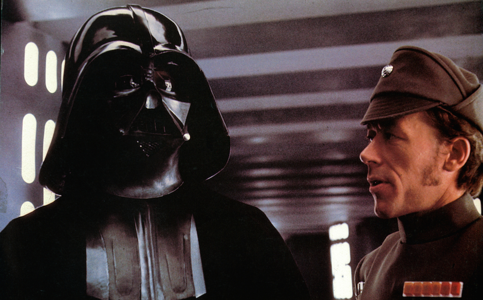 David Prowse as Darth Vader in a scene from the film 'Star Wars', 1977. (Photo by 20th Century-Fox/Getty Images)