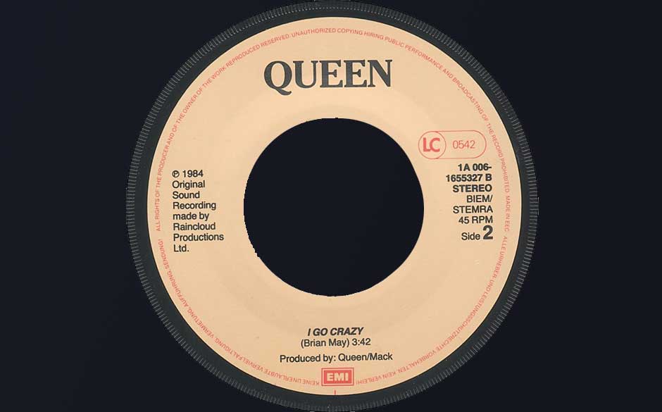 'I Go Crazy' (1984) - Schöne Rock'n'Roll-Nummer von Brian May, die als B-Seite von 'Radio Ga Ga' erschien. Wertung: Top