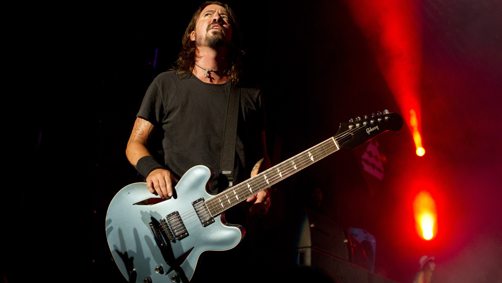 Dave Grohl of Foo Fighters performs on stage, Lowlands festival, Biddinghuizen, Netherlands, 19 August 2012. (Photo by Paul B