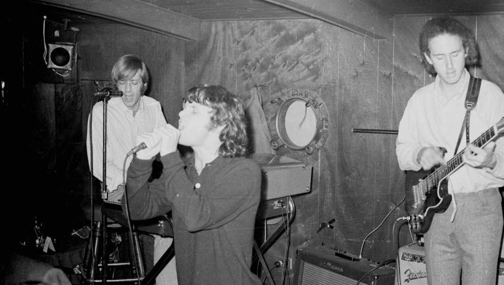 NEW YORK - November 1966:  (L-R) Keyboardist Ray Manzarek, singer Jim Morrison and guitarist Robby Krieger of the rock and ro