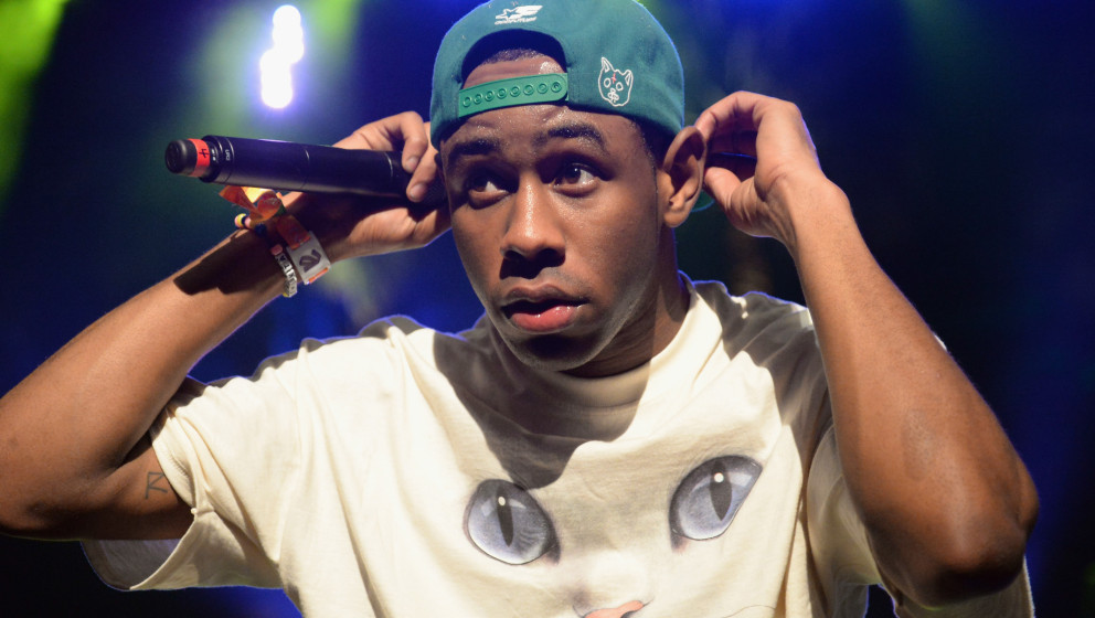 INDIO, CA - APRIL 12:  Tyler, the Creator performs with Earl Sweatshirt onstage during day 1 of the 2013 Coachella Valley Mus