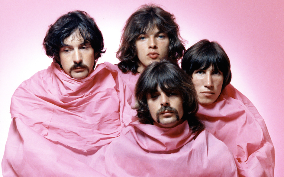 LOS ANGELES - AUGUST 1968: Psychedelic rock group Pink Floyd pose for a portrait shrouded in pink in August of 1968 in Los...