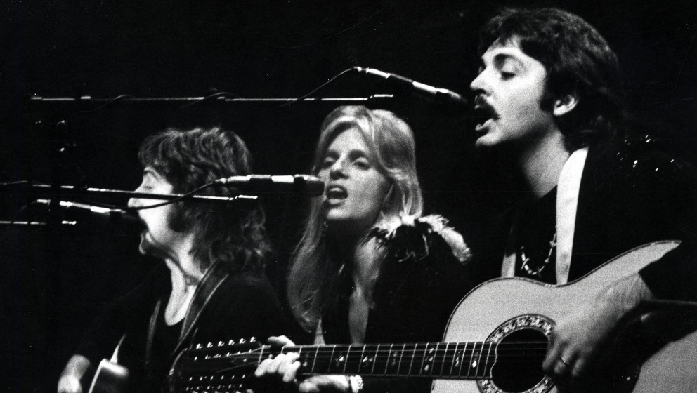 Paul McCartney and Linda McCartney during Wings in Concert - October 19, 1976 at Wembly Empire Pool in London, United Kingdom