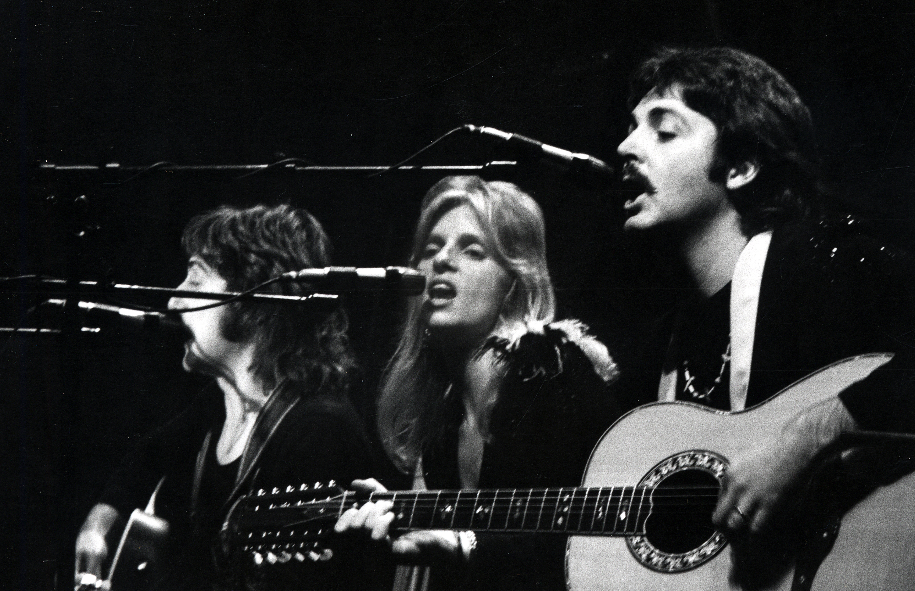 Paul McCartney and Linda McCartney during Wings in Concert - October 19, 1976 at Wembly Empire Pool in London, United King...