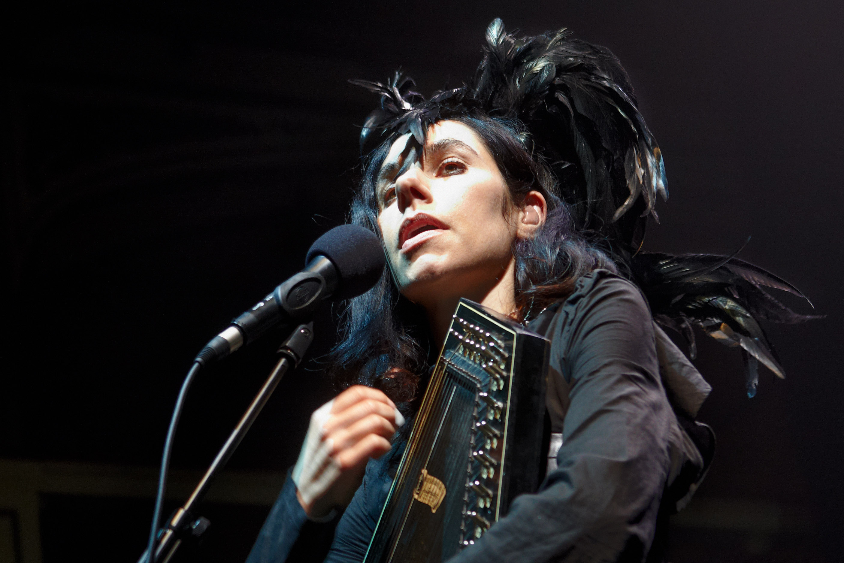 PRAGUE, CZECH REPUBLIC - OCTOBER 27:  British musician PJ Harvey performs live on stage during a concert at Lucerna Palace...