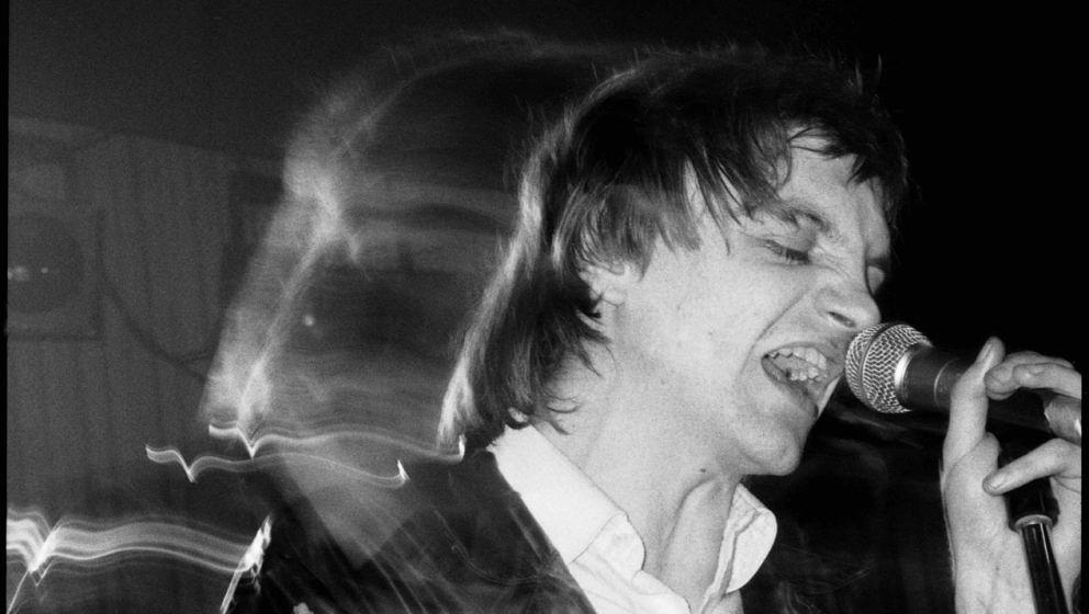 UNITED KINGDOM - JANUARY 01:  LYCEUM  Photo of FALL, Mark E Smith of The Fall at The ICA, London 1979  (Photo by David Corio/