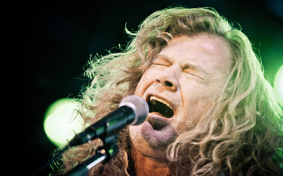 ST. PAUL, MN - NOVEMBER 24: Lead singer Dave Mustaine with Megadeth performs at the Myth Nightclub on November 24, 2013 in...
