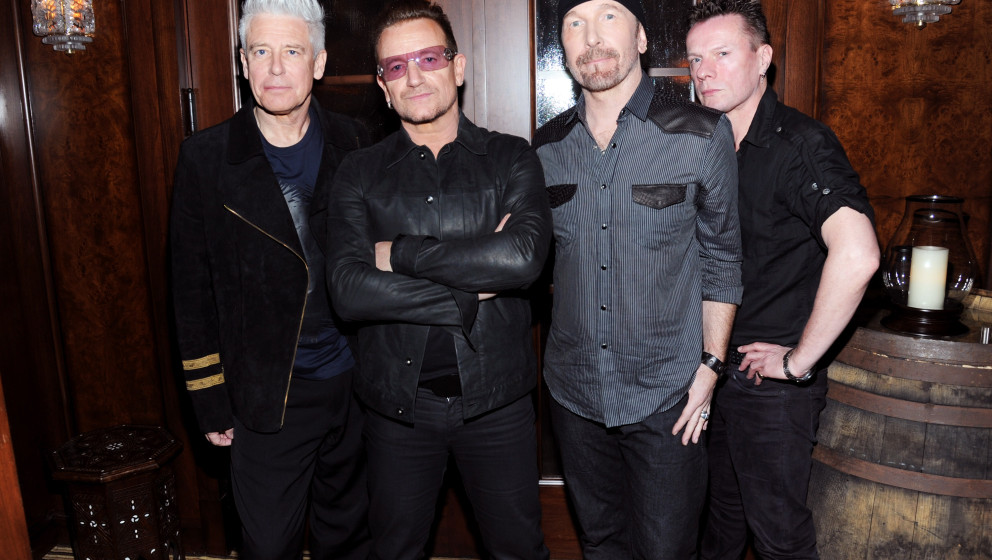 BEVERLY HILLS, CA - JANUARY 11:  (Exclusive Coverage)   Adam Clayton, Bono, The Edge and Larry Mullen Jr. of U2 attend the 3r