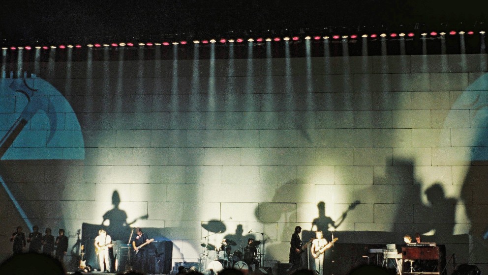 LONDON, UNITED KINGDOM - AUGUST 7: Pink Floyd perform on stage at Earls Court Arena on 'The Wall' tour, on August 7th, 1980 i