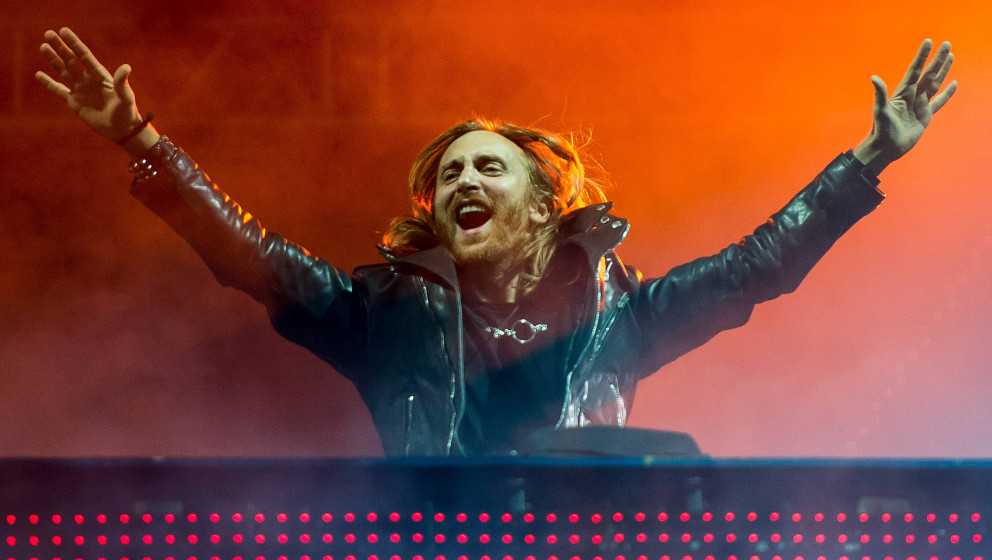 RIO DE JANEIRO, BRAZIL - SEPTEMBER 13: DJ David Guetta performs on stage during a concert in the Rock in Rio Festival on Sept