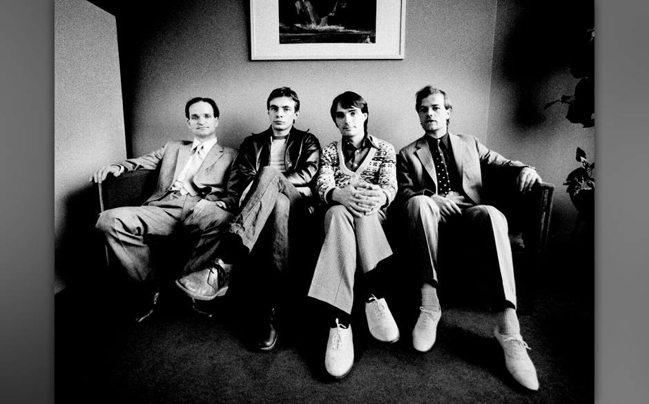 ROTTERDAM, NETHERLANDS - 21st MARCH: German group Kraftwerk posed in Rotterdam, Netherlands on 21st March 1976. L-R Floria...