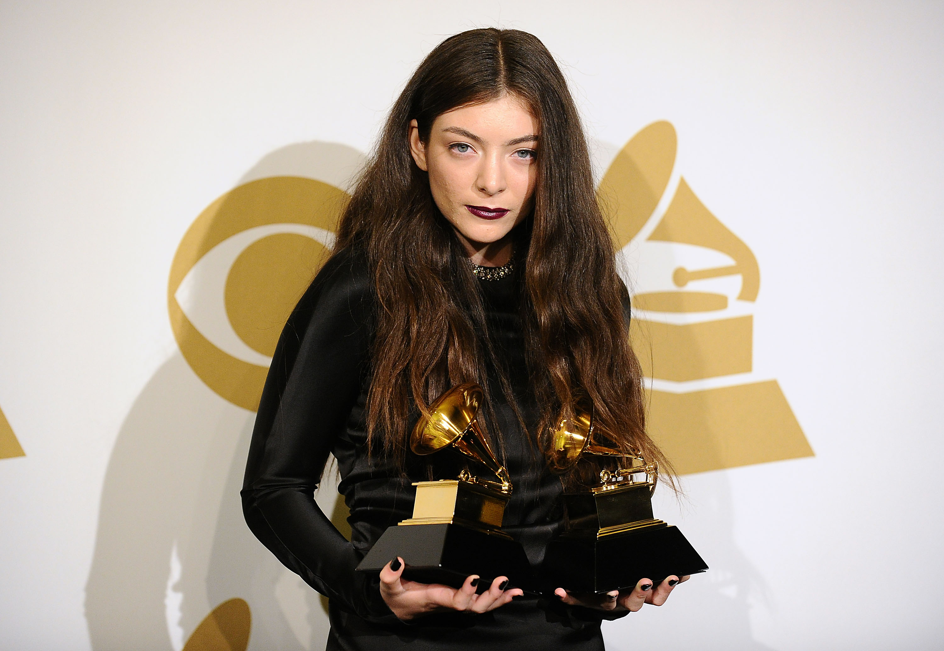 LOS ANGELES, CA - JANUARY 26:  Singer Lorde poses in the press room at the 56th GRAMMY Awards at Staples Center on January...