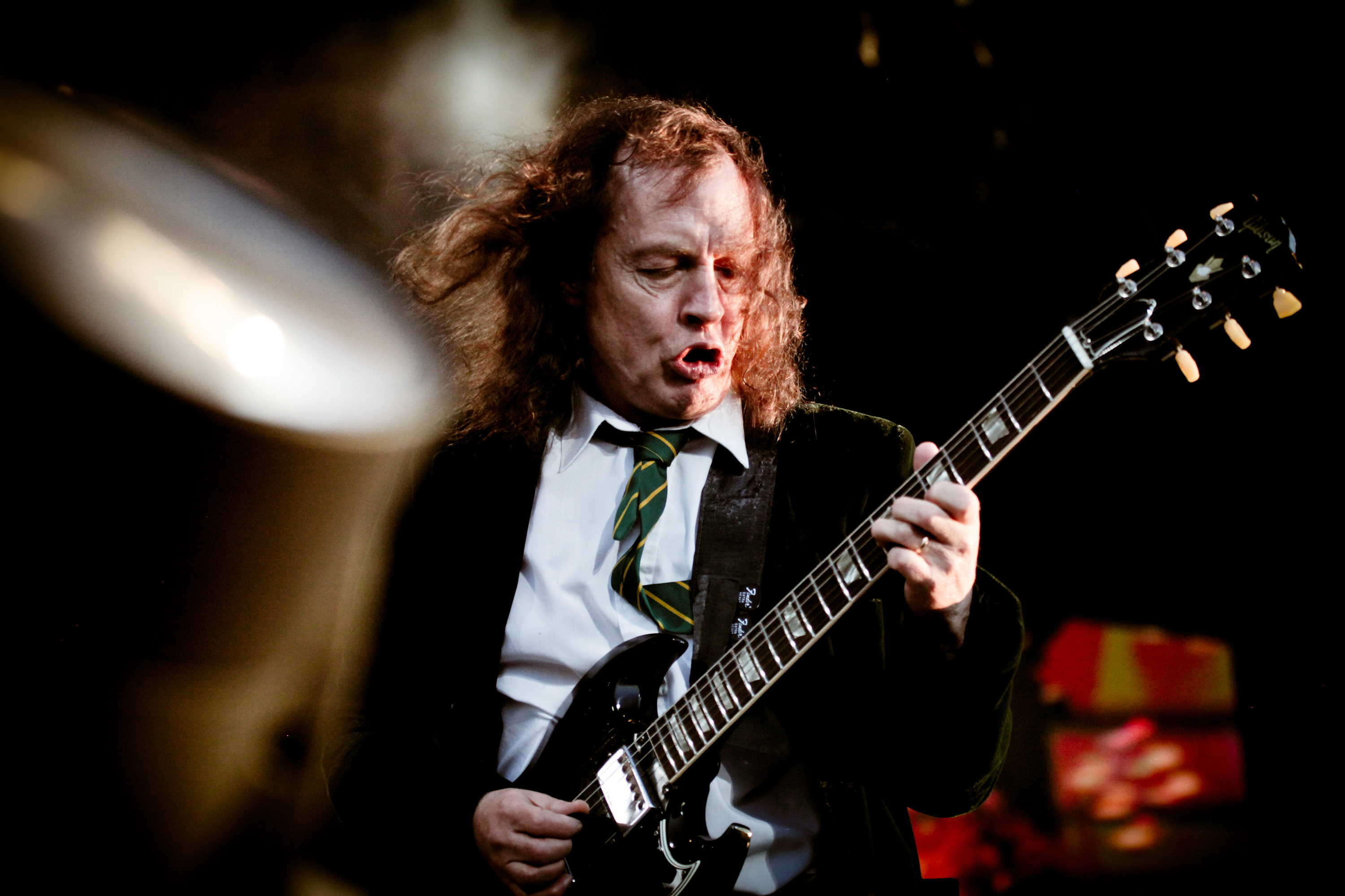 DONINGTON, UK - JUNE 11: Angus Young of AC/DC performs on stage at Download Festival on June 11, 2010 in Donington, UK. (P...