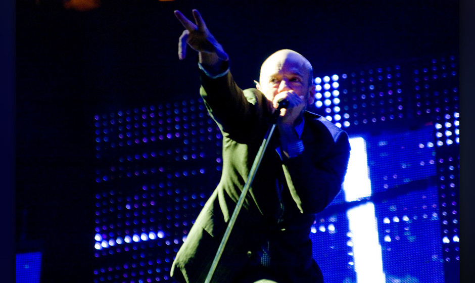 R.E.M  performing live at Lancashire Cricket Ground on 24th August 2008.  Non-exclusive World Rights Apply **Unbylined usages