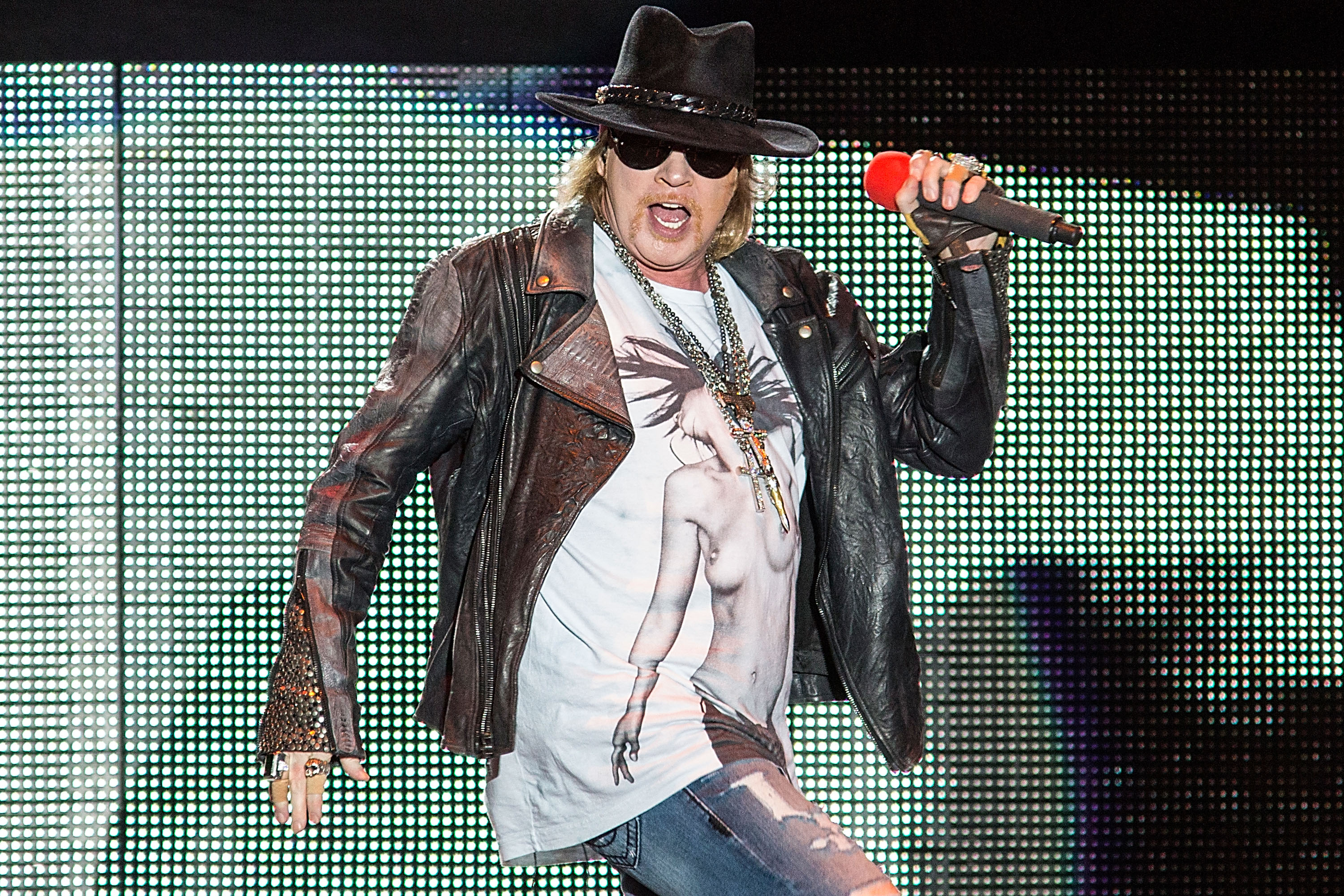 SAN ANTONIO, TX - MAY 26:  Vocalist Axl Rose of Gun N' Roses performs in concert during River City Rockfest at the AT&T Ce...