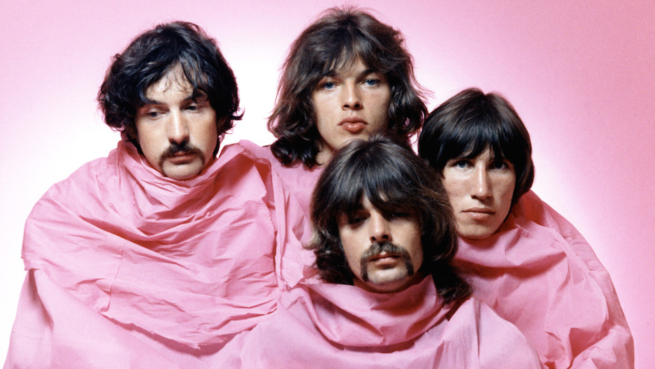LOS ANGELES - AUGUST 1968: Psychedelic rock group Pink Floyd pose for a portrait shrouded in pink in August of 1968 in Los...