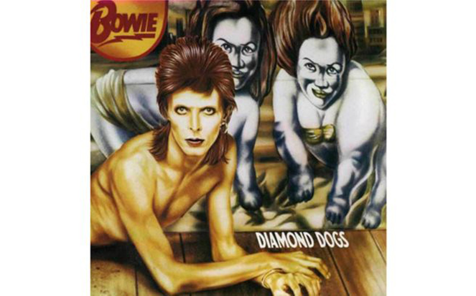 David Bowie, 'Diamond Dogs' (1974).

Von vorne easy, Bowie halt als Hund – aber auf der Rückseite des aufklappbaren Co...