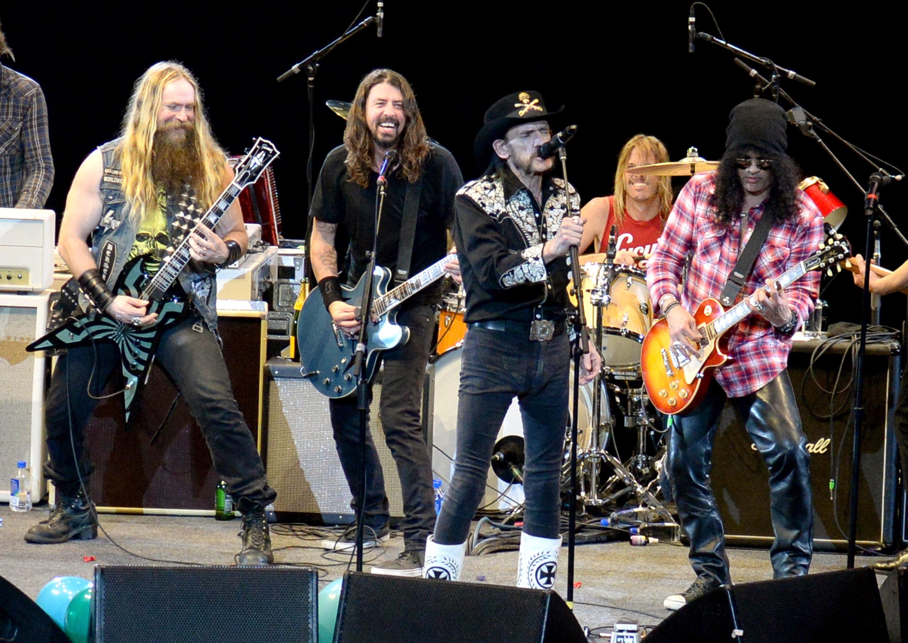 Zakk Wylde, Dave Grohl, Lemmy Kilmister und Slash (v.l.)