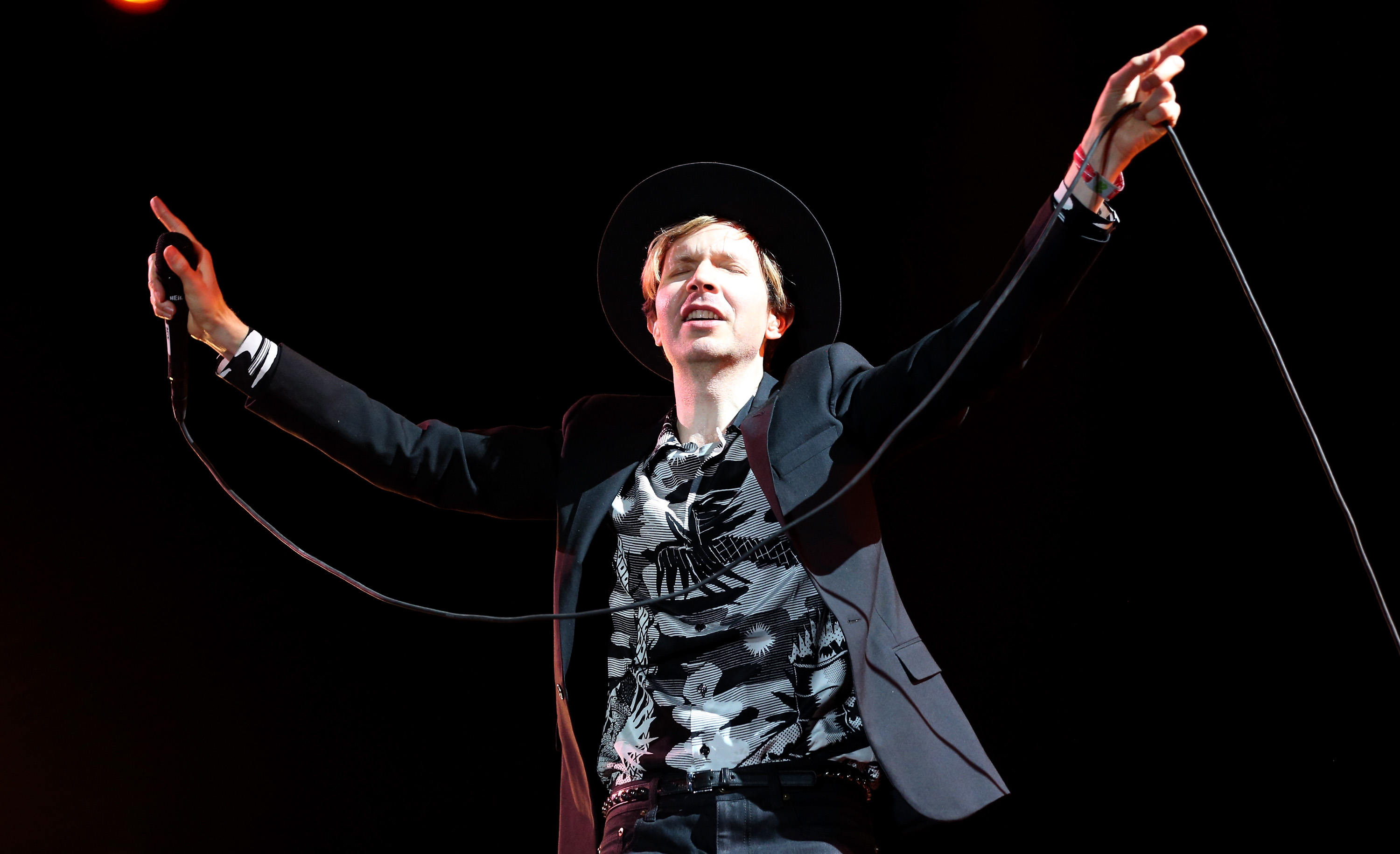 INDIO, CA - APRIL 20:  Musician Beck performs onstage during day 3 of the 2014 Coachella Valley Music & Arts Festival at t...