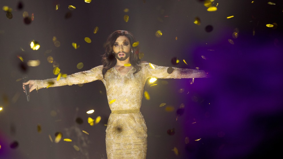 COPENHAGEN, DENMARK - MAY 10: Conchita Wurst of Austria performs on stage after winning the Eurovision Song Contest 2014 on M