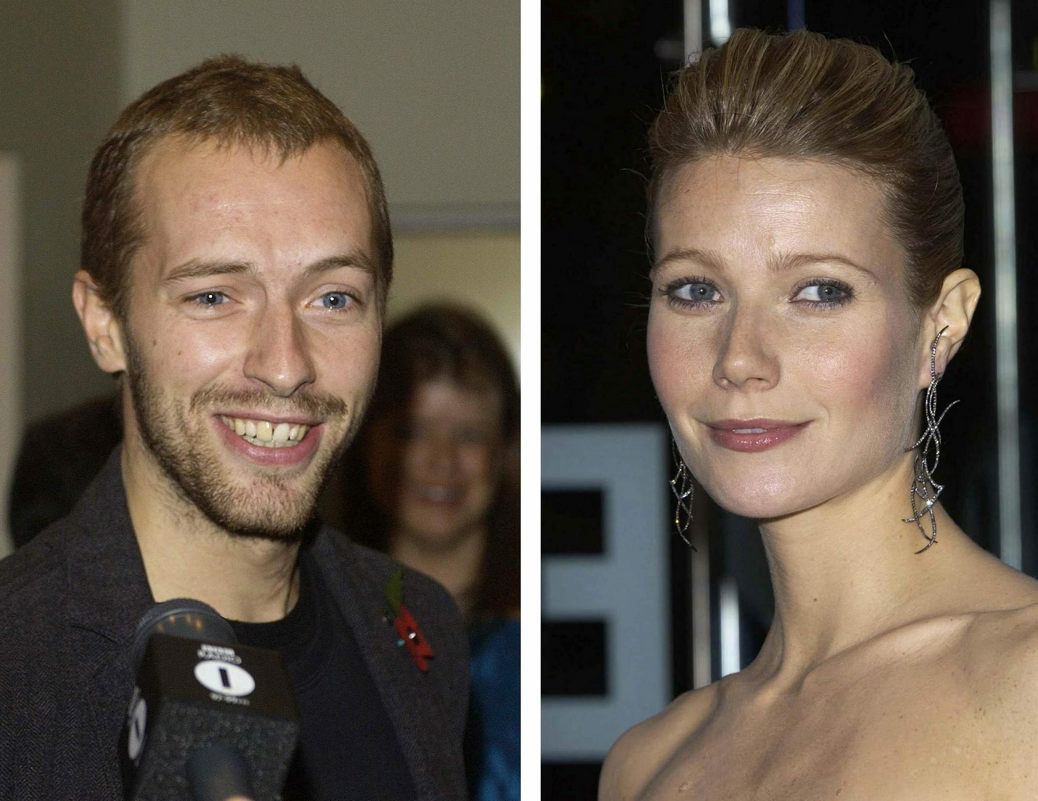Hollywood star Gwyneth Paltrow and rocker Chris Martin, shown in these filers from 6 November 2003, are expecting their fi...