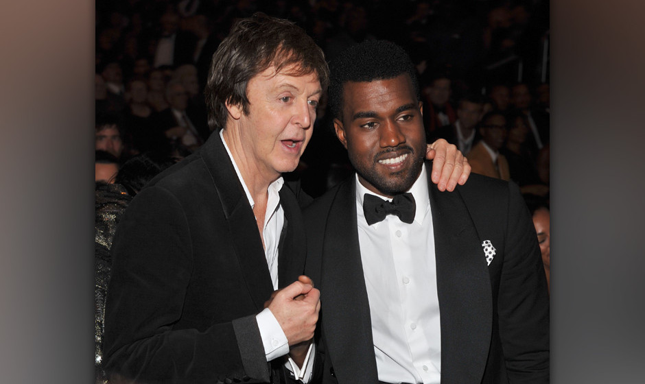 (EXCLUSIVE, Premium Rates Apply) LOS ANGELES, CA - FEBRUARY 08:  Musicians Paul McCartney and Kanye West attend the 51st Annu