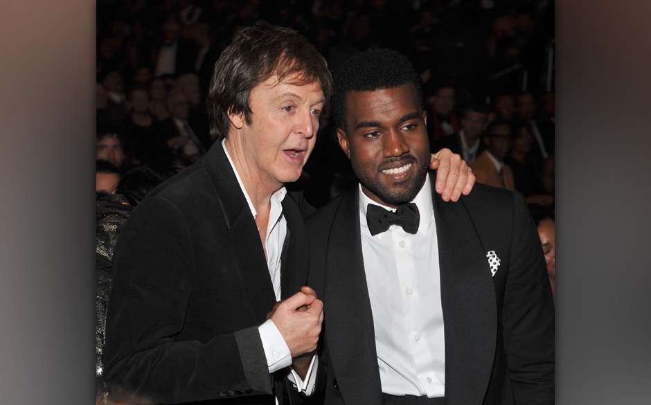 (EXCLUSIVE, Premium Rates Apply) LOS ANGELES, CA - FEBRUARY 08:  Musicians Paul McCartney and Kanye West attend the 51st A...