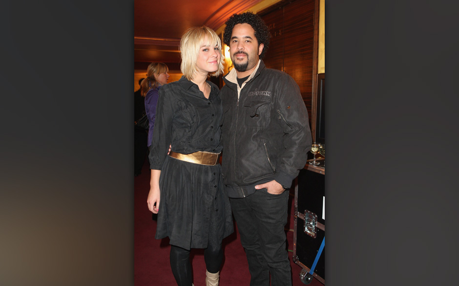 BERLIN - APRIL 16:  Singer Adel Tawil (R) and actress Jasmin Weber attend the performance of The Beatles revival band Rain...