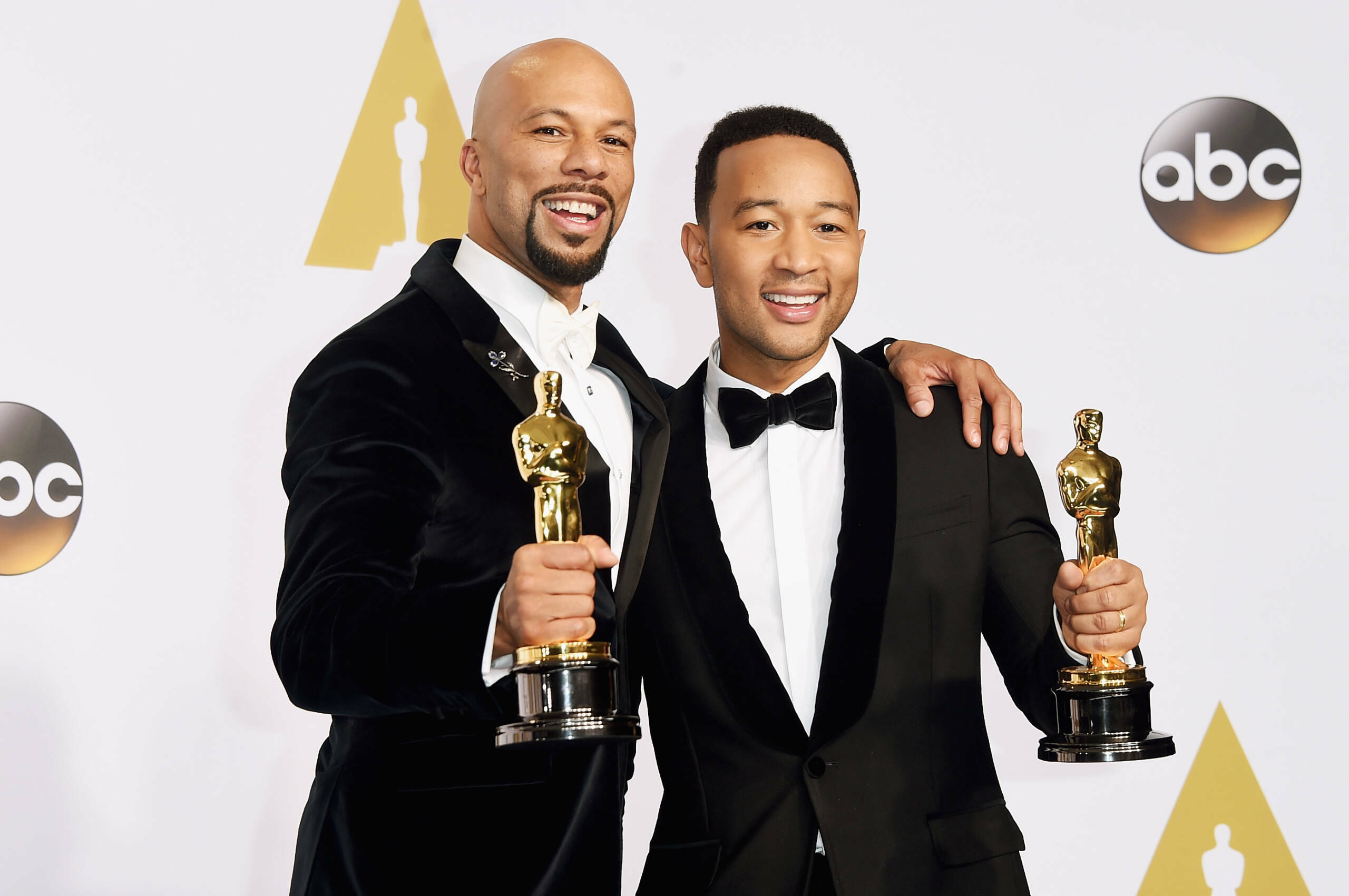 HOLLYWOOD, CA - FEBRUARY 22:  Lonnie Lynn aka Common (L) and John Stephens aka John Legend winners of the Best Original So...