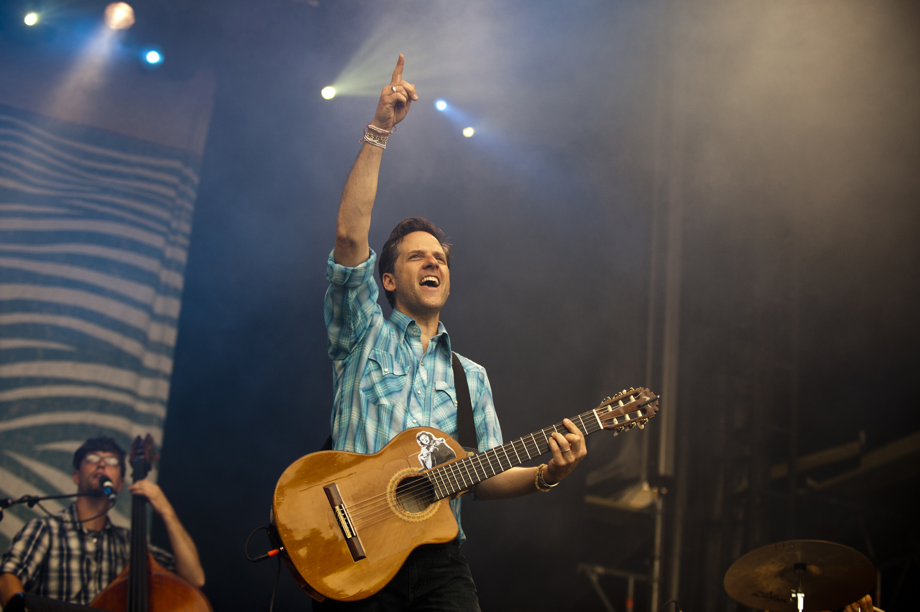 BERLIN, GERMANY - JULY 02: Joey Burns of Calexico performs on stage at Zitadelle Spandau on July 2, 2013 in Berlin, German...