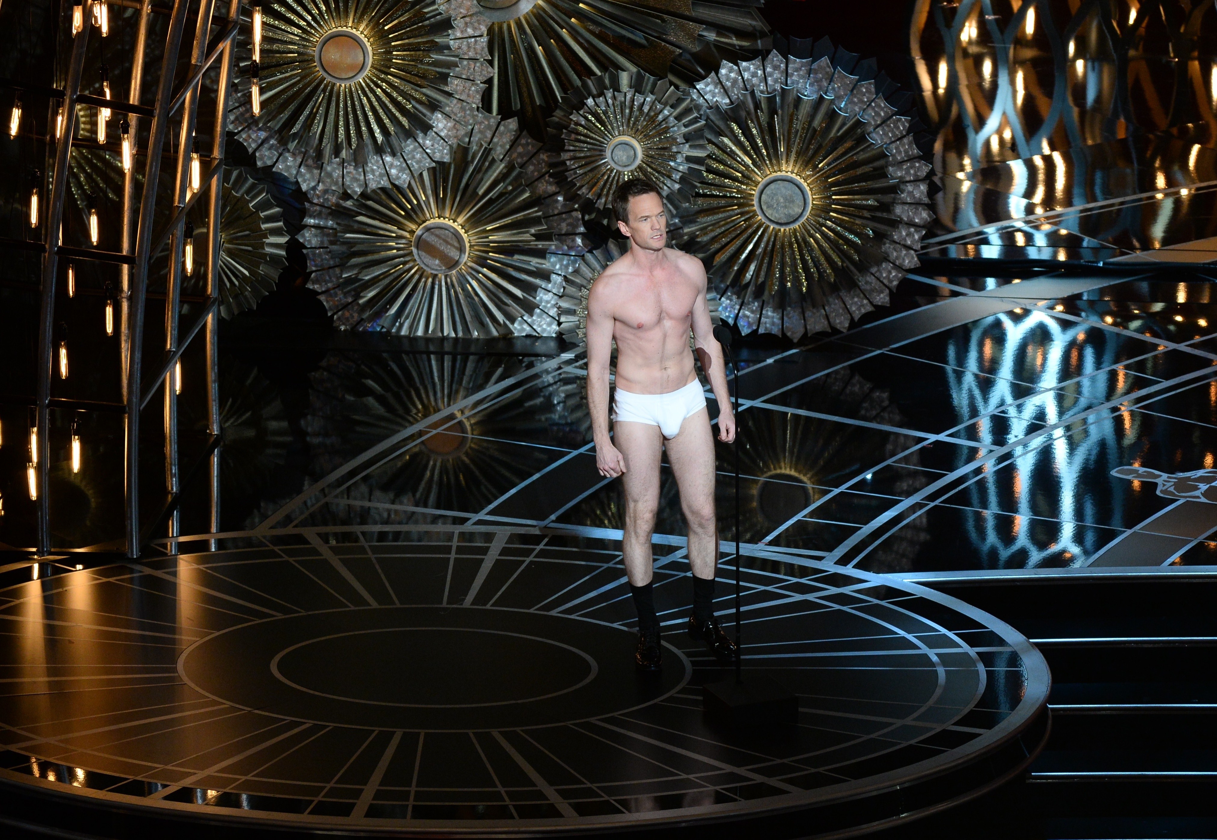 Host Neil Patrick Harris is seen on stage at the 87th Oscars February 22, 2015 in Hollywood, California. AFP PHOTO / Robyn...