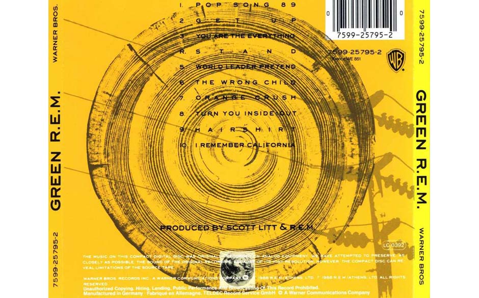 8. You Are The Everything ("Green", 1988). „Sometimes I feel like I can’t even sing/ I’m very scared for this world,...