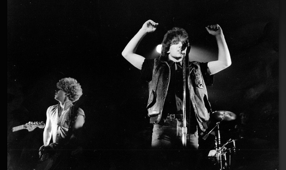 UNITED STATES - CIRCA 1981:  Photo of U2 & Bono & Edge at the Ritz in New York City  (Photo by Nancy Heyman/Michael O